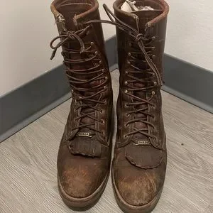 Double H lace-up, packers, 10M Vintage USA DOUBLE H (HH) Leather Packer Western Boots  main image 4